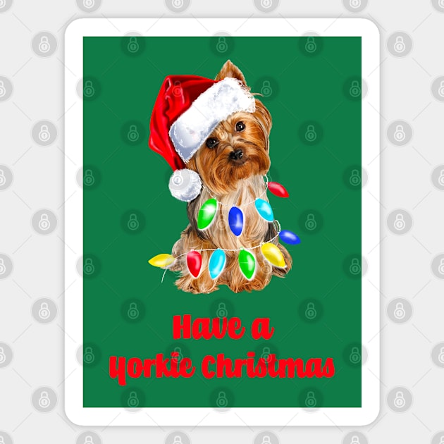 Have a Yorkie Christmas Cute Yorkshire terrier Santa Magnet by PG Illustration